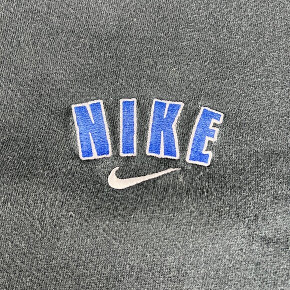 VTG 90s NIKE Sweatshirt Extra Extra Large Black Faded Embroidered Crewneck USA - Picture 2 of 14